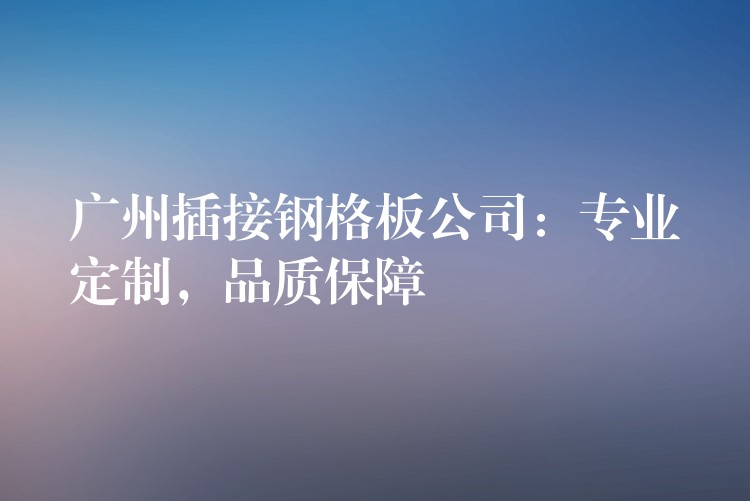 广州插接钢格板公司：专业定制，品质保障