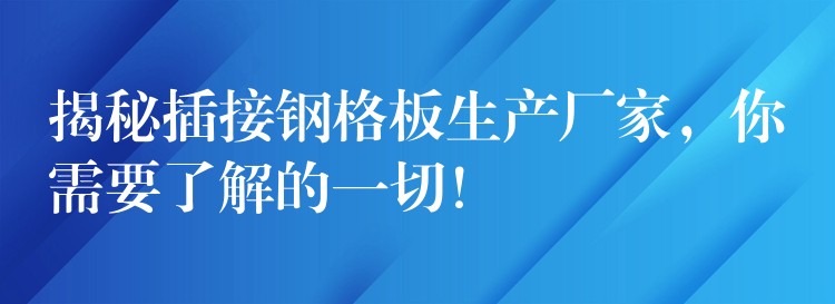 揭秘插接钢格板生产厂家,你需要了解的一切! 揭秘插接钢格板生产厂家,你需要了解的一切!